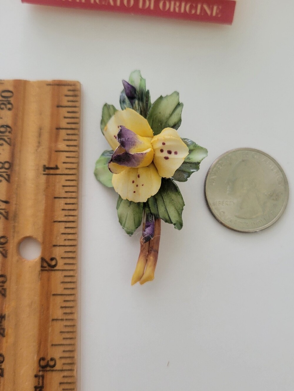 Vintage Capodimonte Porcelain Floral Brooch With Box And Certificate - Picture 5 of 6